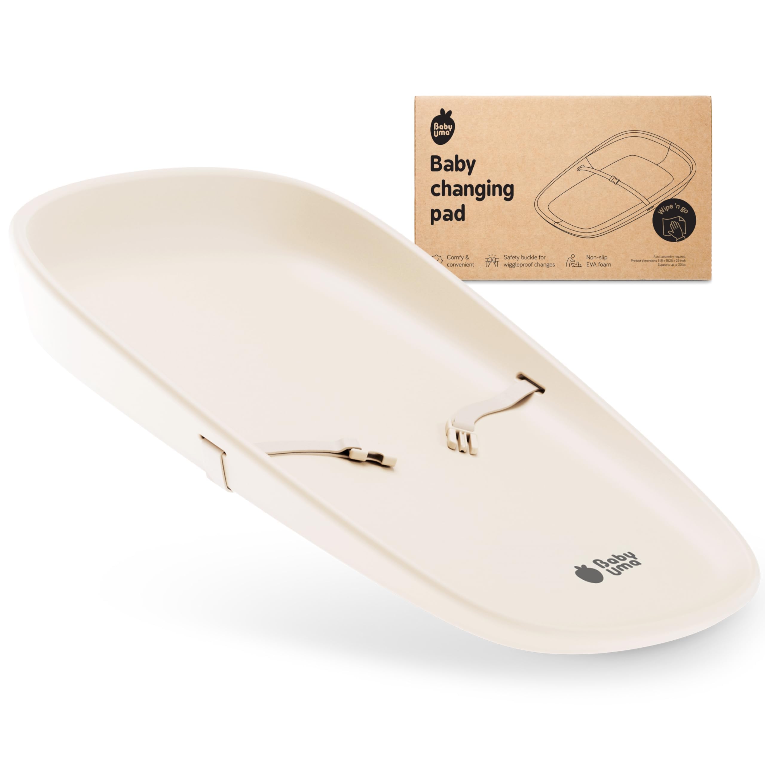 Baby Uma Wipeable Changing Pad - 100% Waterproof Baby Changing Pad for Dresser, Comfortable EVA Foam, 27″ x 17.5″