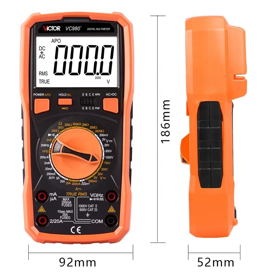 VICTOR VC980+ Digital Multi-Meter 19999 Counts Intelligent Protection Large capacitance and Resistance True RMS Backlight Tester(VICTOR VC980+)