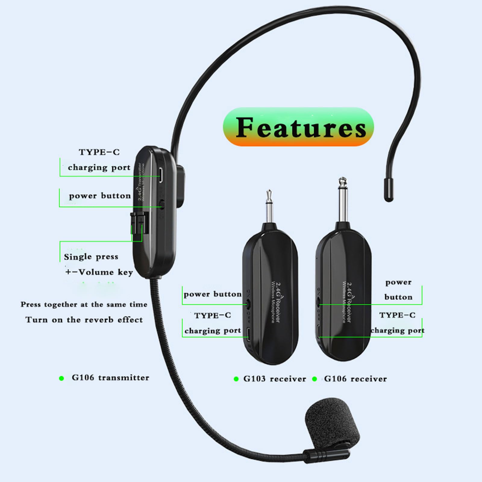 Microfono ad archetto microfono ad archetto professionale microfono ad archetto bluetooth Microfono A Condensatore,Microfono ad Archetto Wireless per Guida Turistica/Insegnamento/Promozione/Discorso