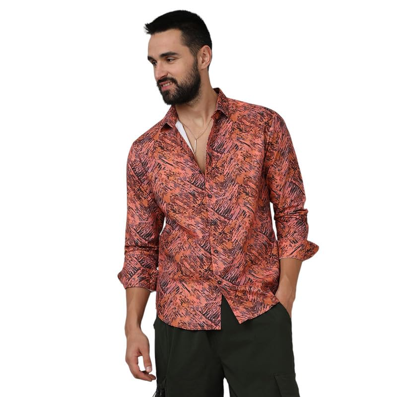 Image of CAHOOT Men's Twisted Crease Shirt for Casual Wear | Spread Collar | Long Sleeve | Button Closure | Shirt Crafted with Comfort Fit for Everyday Wear