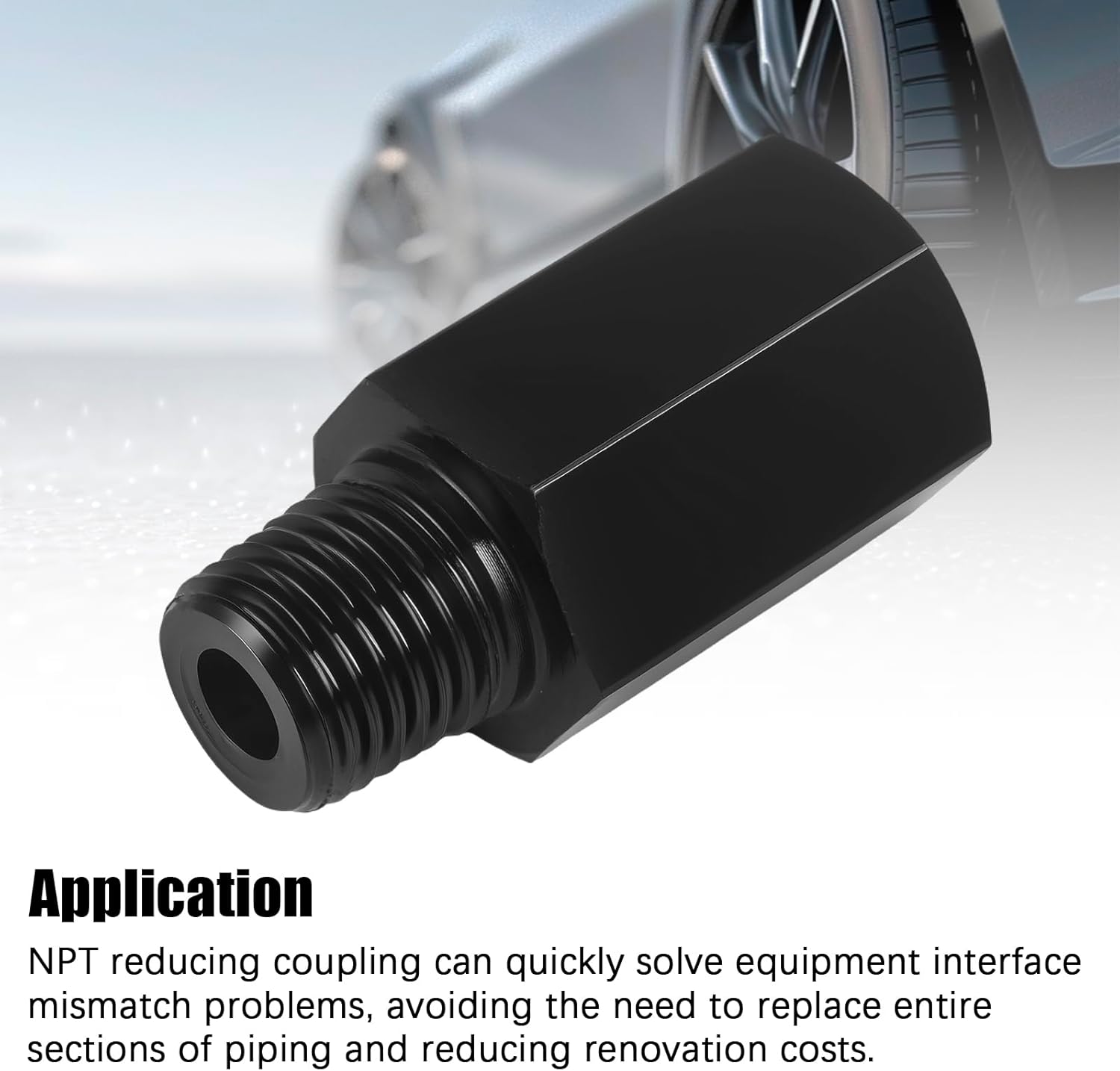 1/8 Inch Female to 1/4 Male NPT Adapter Pipe Fitting Reducing Extension Connectors for Air Line Aluminum Black
