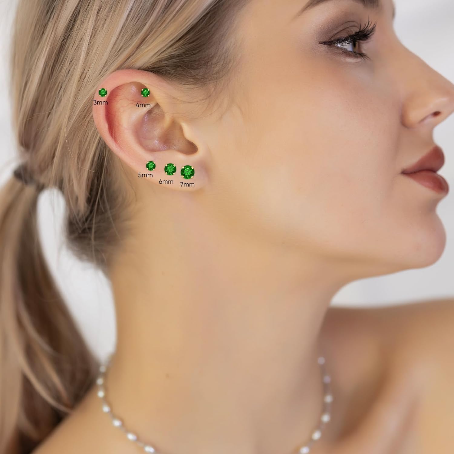 5 Pairs Flat Back Stud Earrings for Women, Trendy Cartilage Earring, Hypoallergenic Titanium Earrings Set, Cubic Zirconia Flatback Ear Rings Non Tarnish - Image 5