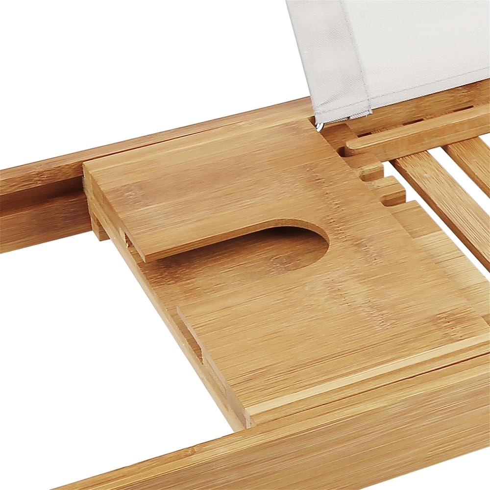 OHMG Panier de Bain Extensible,Plateau de Bain Réglable en Bambou Naturel avec Porte-vin Durable+Plateau,Planche de Bain en Bois de Luxe,Pont de Baignoire Extensible (B-70-105cm*22 * 4cm)