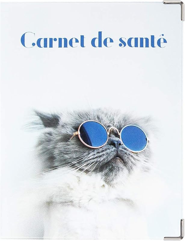 Color Pop® Small Animal Health Record Case - Made in France - Notebook 18.5 x 13.5 cm (Jean) - PVC (Cat Star)