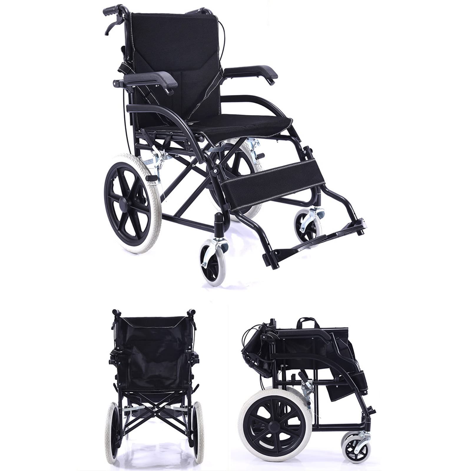Aire Manual, Plegable y liviano, pequeño y Conveniente para Viajar para Personas Mayores discapacitadas Scooter Ultraligero tirado a Mano con Gran Capacidad de Carga (Color: Azul)
