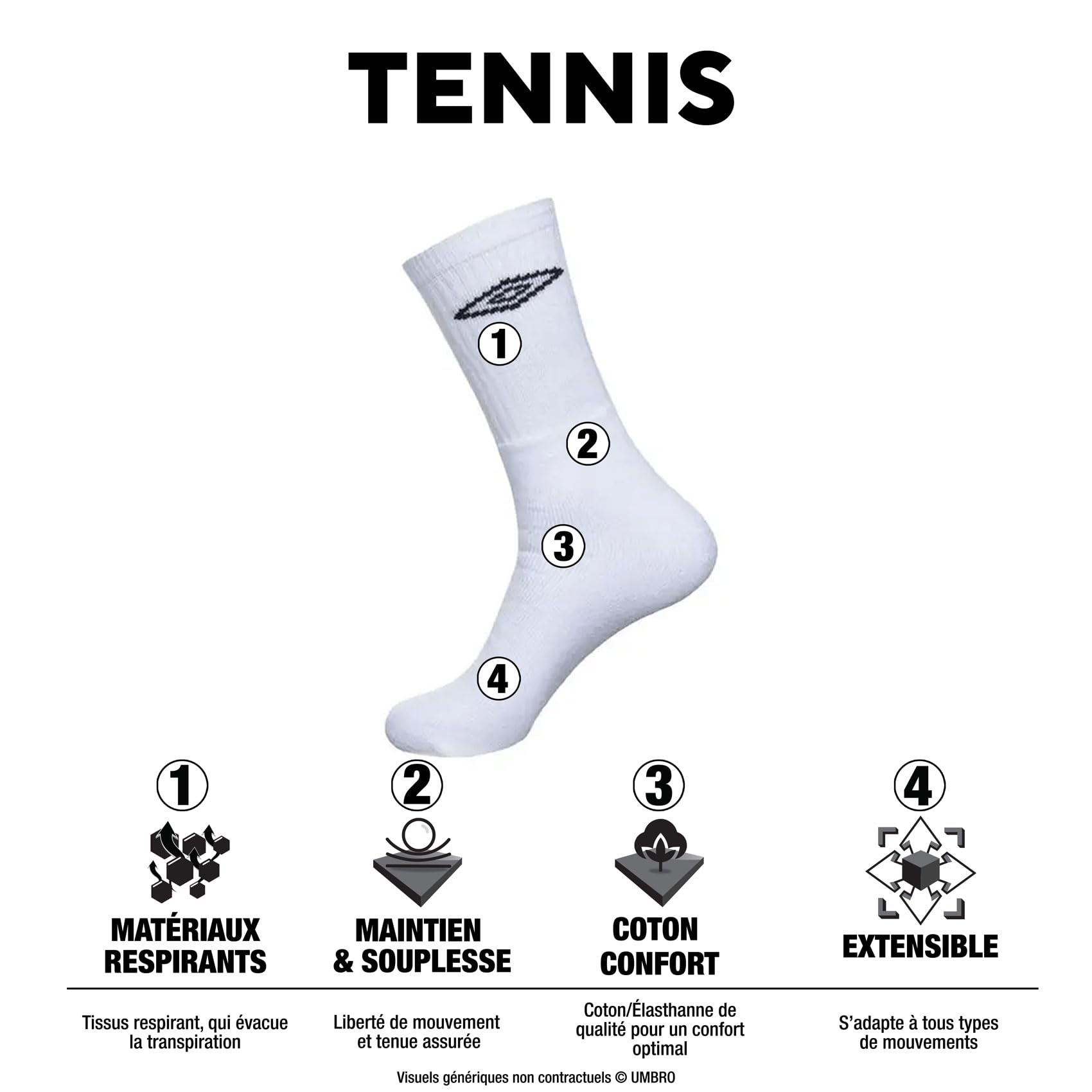 Visiter la boutique Umbro Chaussette Homme Sport Résistantes - Lot de 6 - Chaussettes Hautes Homme, Tennis, Confortables in use