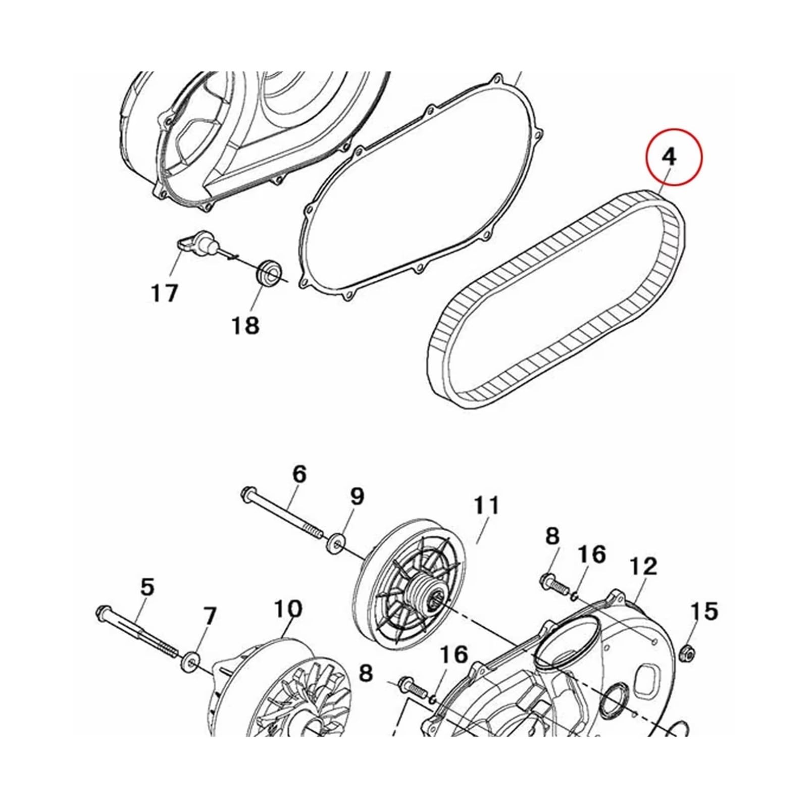 Correa de transmisión para Motocicleta OE 25300-004-0000 para Rural King RK 450 550 750. Correa de transmisión, Embrague, Correa Trapezoidal, Correa de distribución.