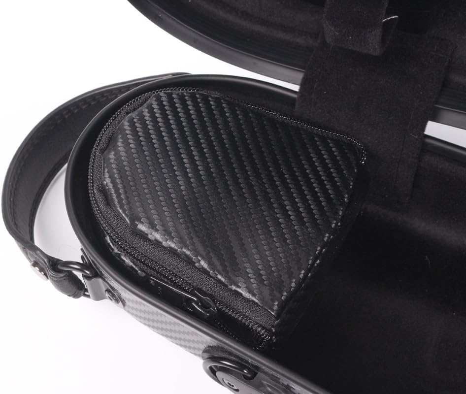 yinfente Triangle 1.95kg Violin Case 4/4 Full size Carbon Fiber Strong Bag 150kg Pressure Full Size With Adjustable Backstrap Two Bow Holder（Black）
