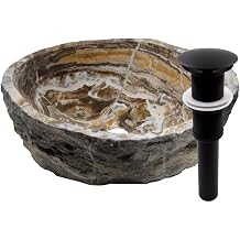 Miseno MVS-NOSV-TO 16" Specialty Onyx Vessel Bathroom Sink and Drain Assembly - Natural Travertine Onyx/Matte Black Drain