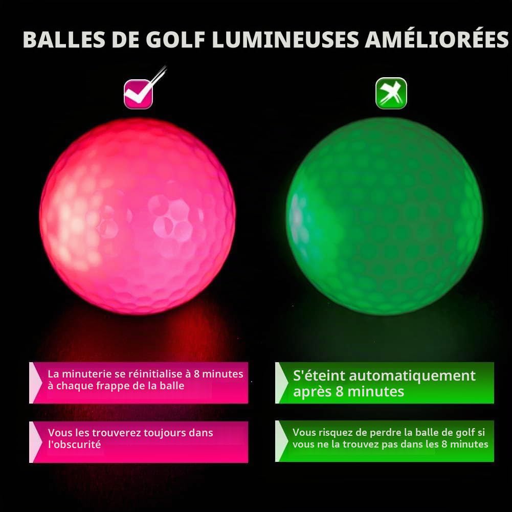 THIODOON Balle de Golf Lumineuse à LED - Taille Officielle, Brille dans Le Noir, Parfait pour L'Entraînement et La Longue Distance
