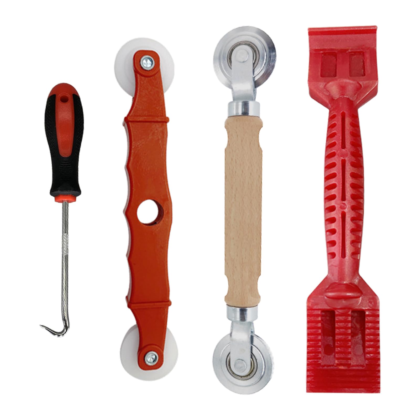 Wjelet 4 Pcs Window Fitting Tools, Window Glazing Tools, Curved Shovel, Leather Strip Press Wheel