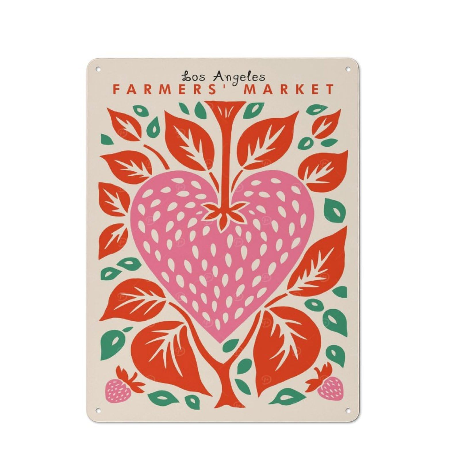 Junmoney Style Metal Wall Sign 40X30cm Featuring La Farmers Market For Café Or Home Bar, A Decorative Gift For A Newly Furnished Café And Home Bar