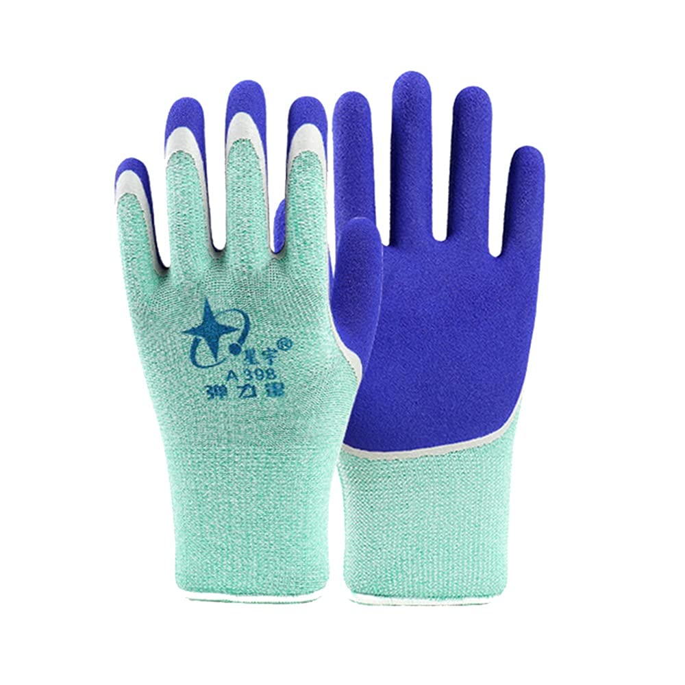 Axdwfd 12 Pares de Guantes de jardinería, Guantes de Trabajo de Seguridad, látex de Recubrimiento, Guantes Antideslizantes, cómodo y Transpirable, Resistente al Desgaste (Color : Green)