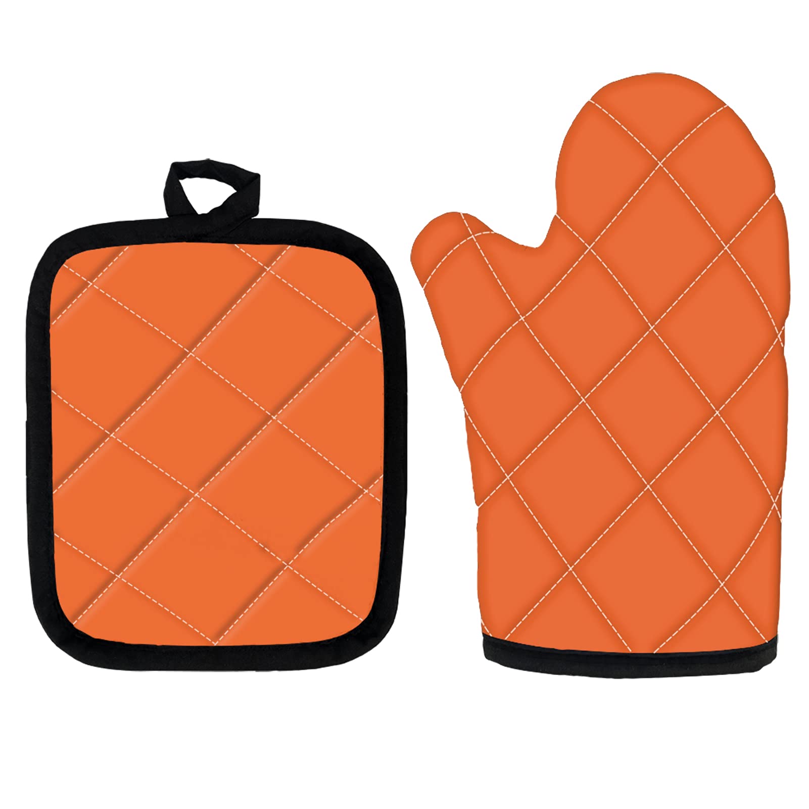 JOAIFO Orange Professional Baking Oven Gloves and Pot Holders Cooking Mitts Fit for Picnic Barbecue Washable