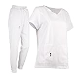 Breathable Scrubs For Women Set- Soft 2 Piece Medical Uniform with V-Neck Top & Jogger Scrub Pants For Women