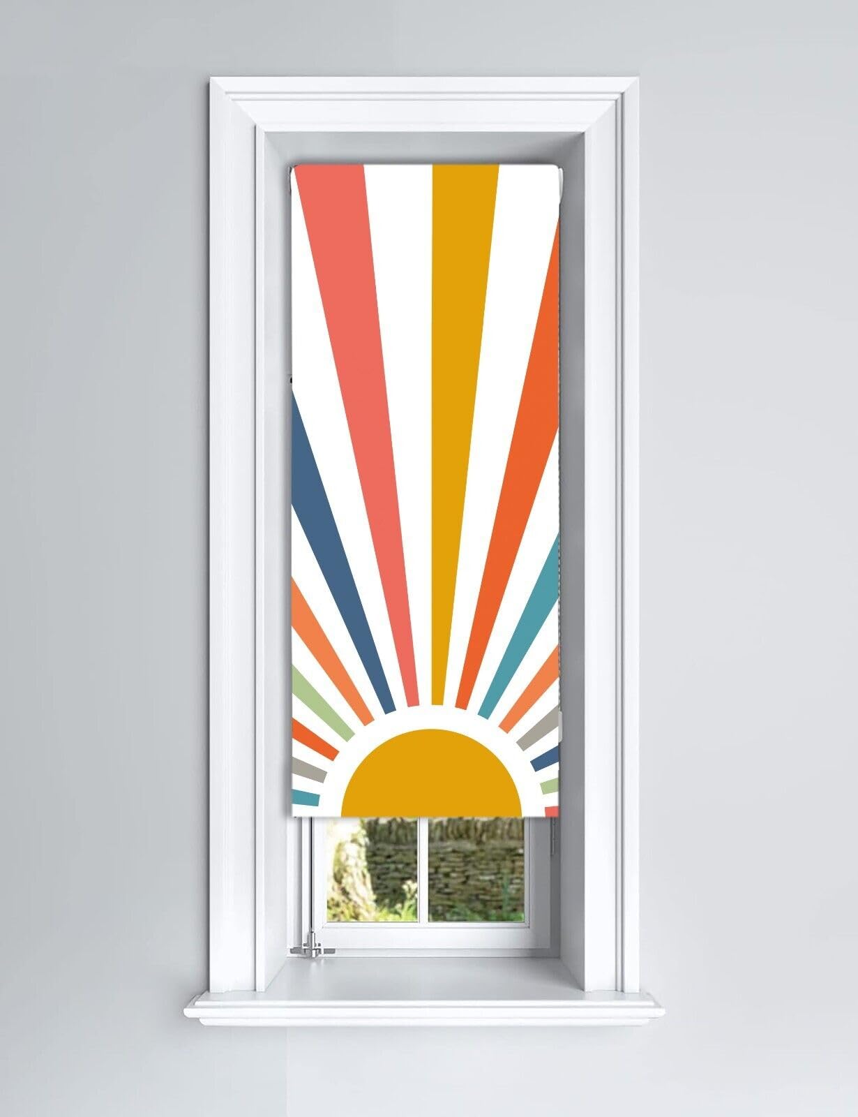 Lister Cartwright Blackout Roller Blinds Windows Child Safety Fitting Included Beautiful Design, Painted Sun 60 x 160 cm — image 1