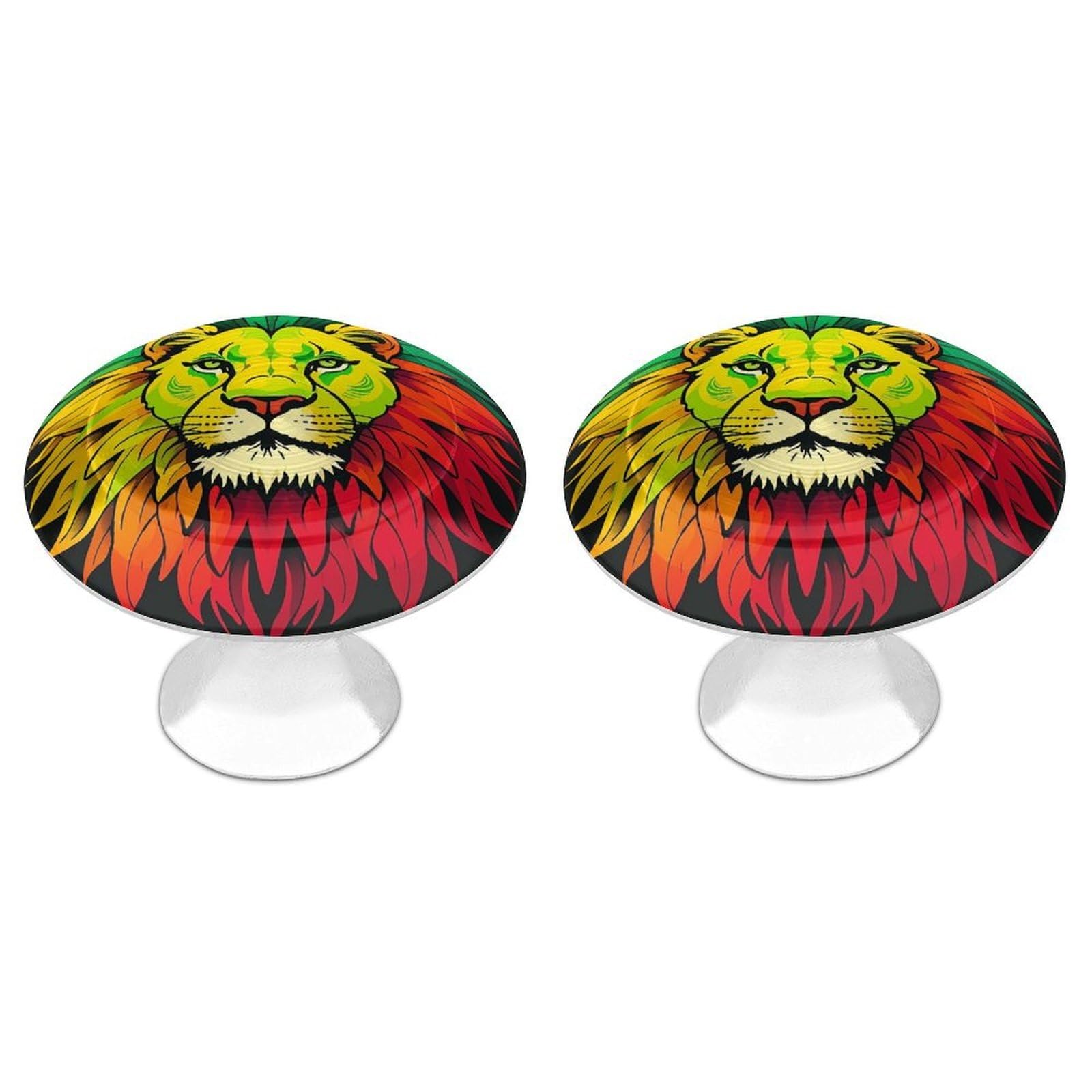 2 Pack Lion's Head Majestic Cabinet Knobs Round 1.1" Stainless Steel Dresser Knobs Single Hole Knob with Screws Door Pulls Handles Kitchen Hardware for Bathroom Cupboard Closet Door Wardrobe