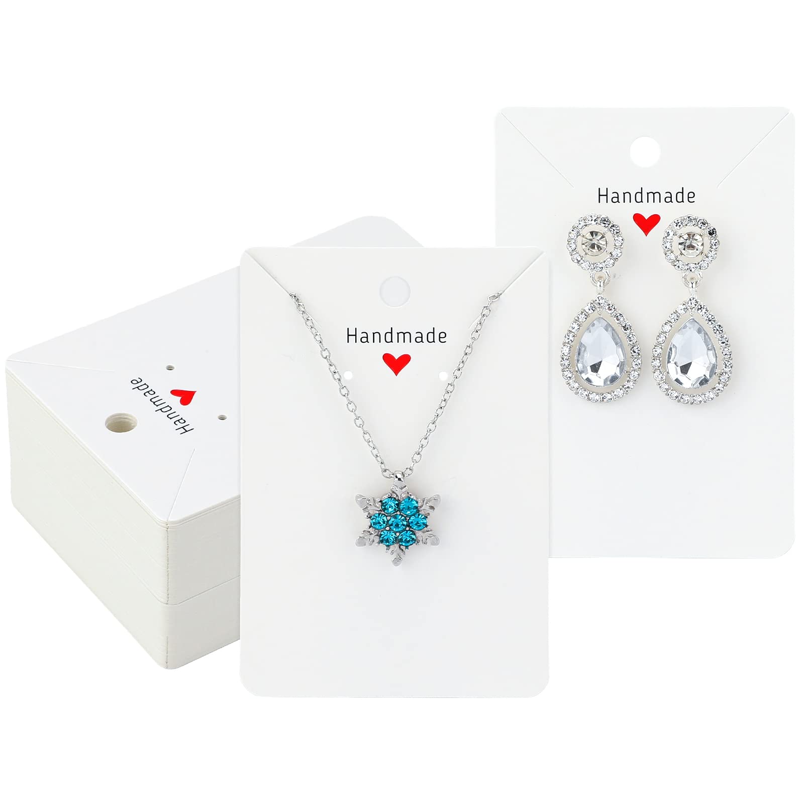 G2PLUS 100 PCS Necklace Display Cards - 9x6 CM Earring Card Holder - Handmade Kraft Earring Cards for Jewelry Making Storage & Disply