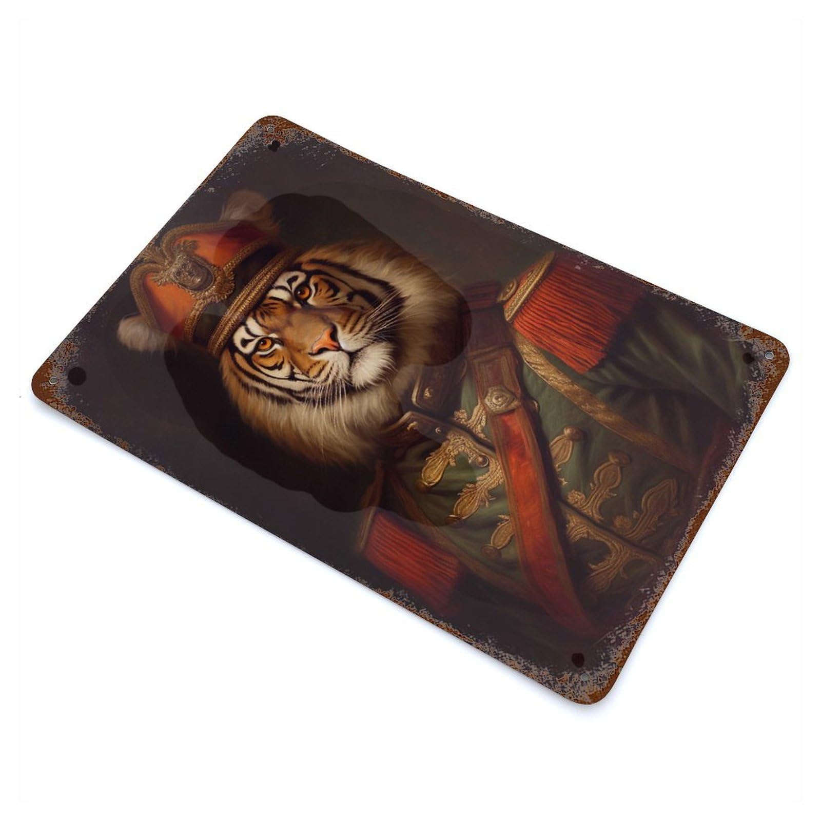 Rust Effect Tiger Rusty Metal Tin Sign 11.8"x7.9", Rustic Home Decor for Living Room, Hallway And Home Decor