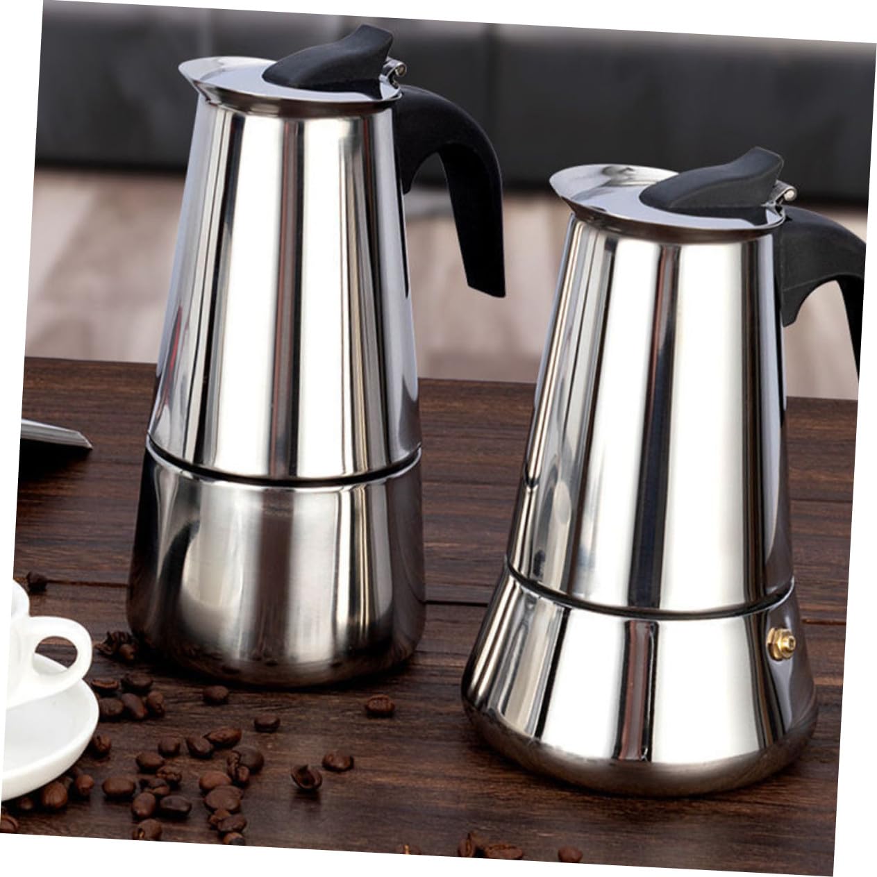 Cafetera de Acero Inoxidable para Espresso Resistente y con Mango Resistente al Calor Adecuada para Cocinas de Inducción y Uso Doméstico