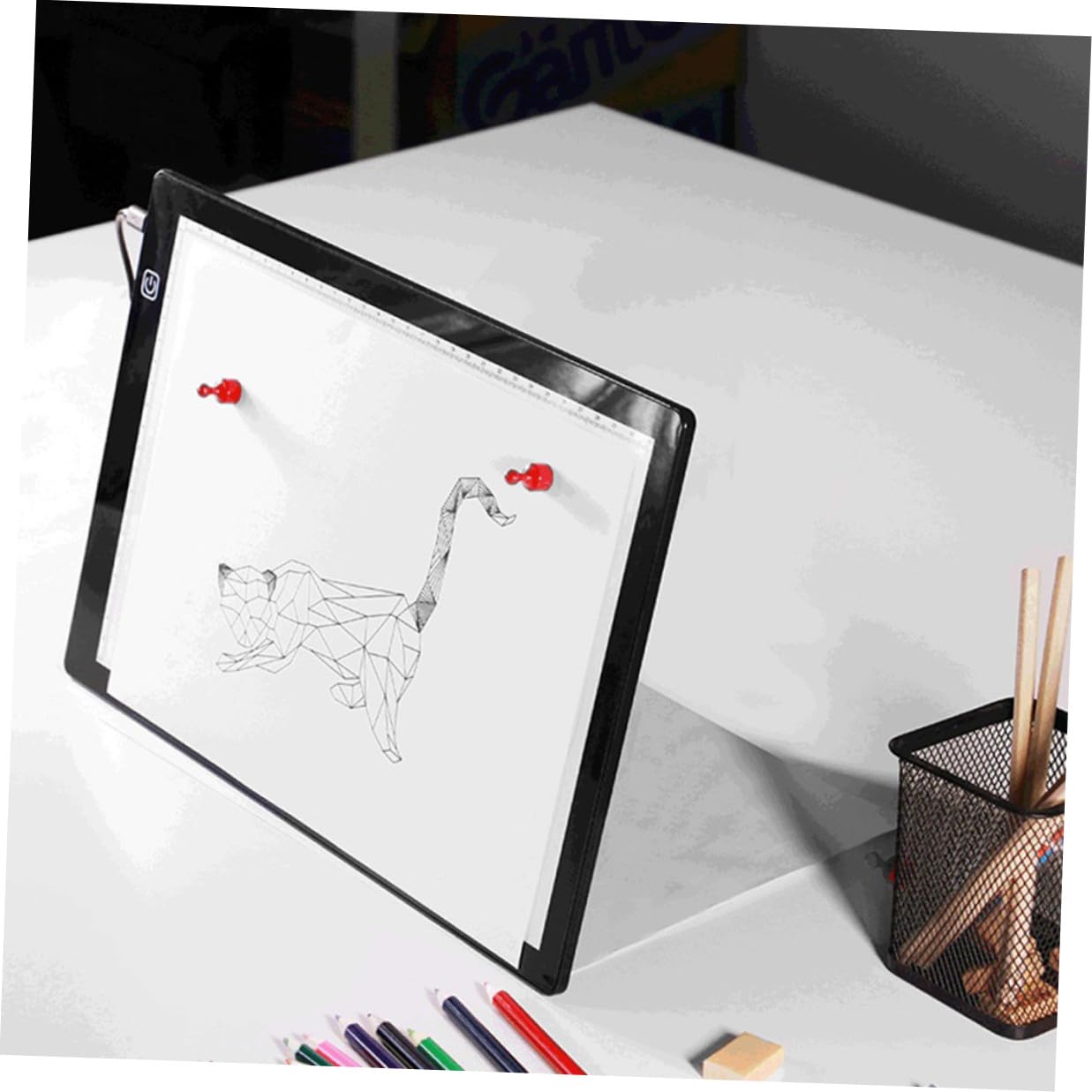 Baluue Boîte Lumineuse LED A4 en Acrylique Blanc avec Magnets et Règle Intégrée, Tablette Légère pour Dessin et Pratique de L'embossage, Alimentation USB en Énergie