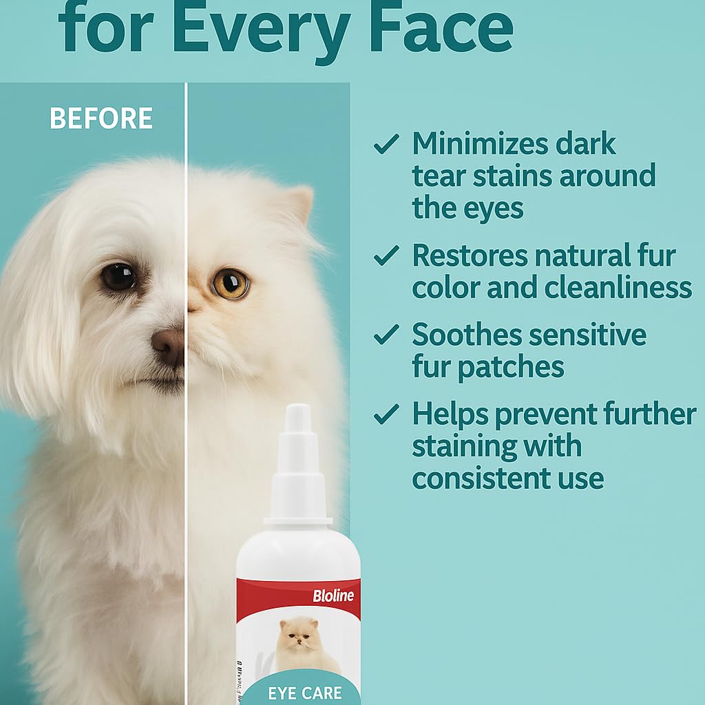 Eye care drops for dogs, cats and small pets - tear stain remover | Daily Eye Clean Solutions | Gentle pet eye balm for redness, burning and discharge. Puppies, Kittens, Rabbits Secure for 50ml Eye care drops for dogs, cats and small pets - tear stain remover | Daily Eye Clean Solutions | Gentle pet eye balm for redness, burning and discharge. Puppies, Kittens, Rabbits Secure for 50ml
