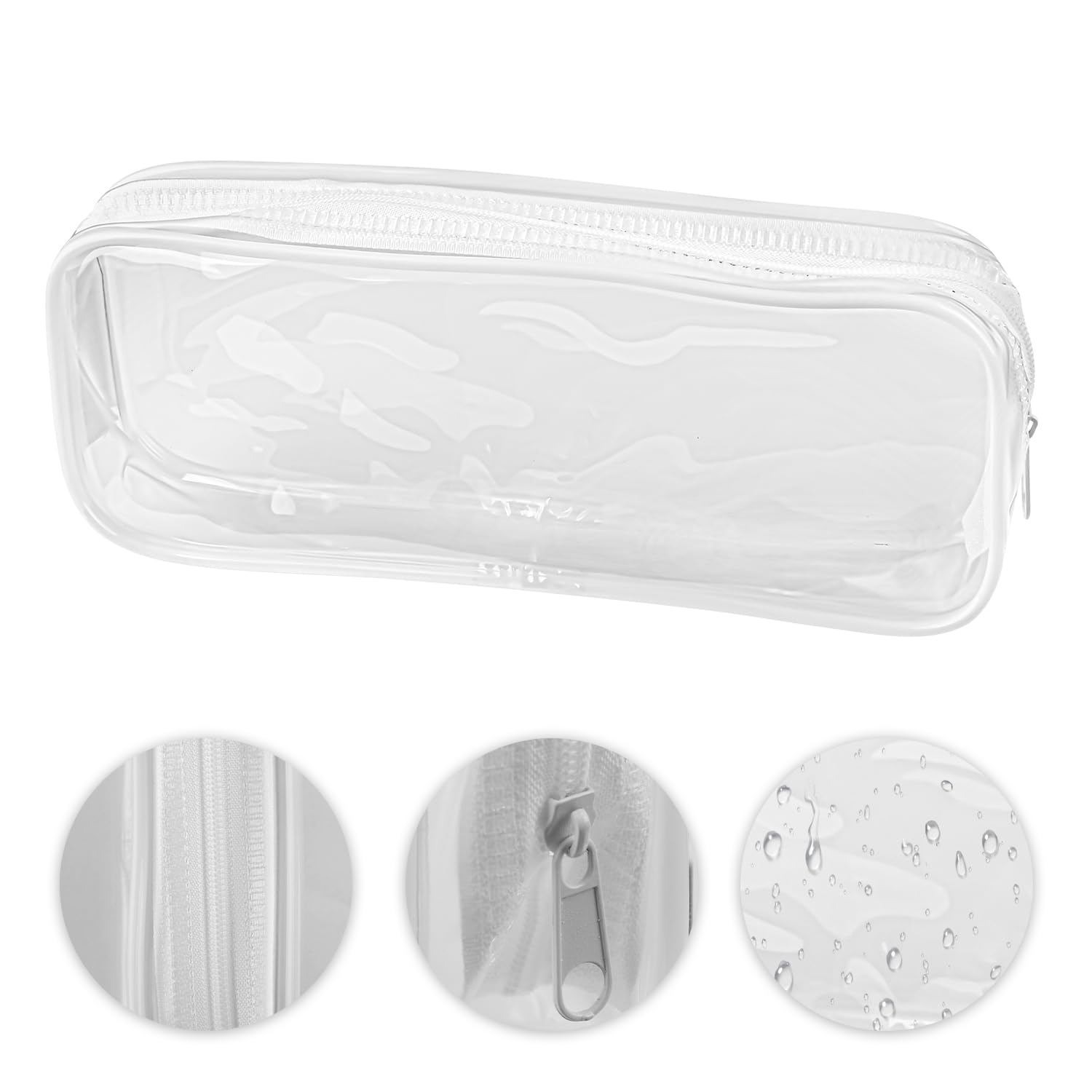 Bojueshaw 2pcs Clear Pencil Case,Waterproof PVC Zippered Pencil Case,Makeup Toiletries Bag,Pouch Organizer for Stationery,Toiletries,Makeup - Image 3