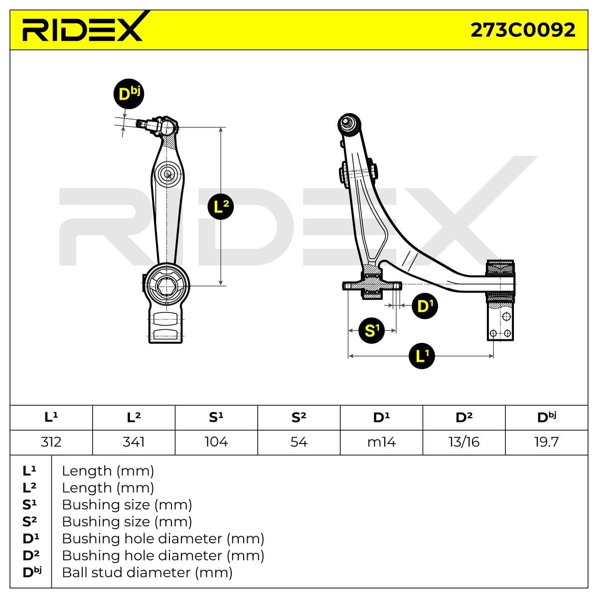 RIDEX 273C0092 Braccio oscillante sospensione ruota Anteriore Sinistra Compatibilità con ALFA ROMEO 159 Sportwagon 939