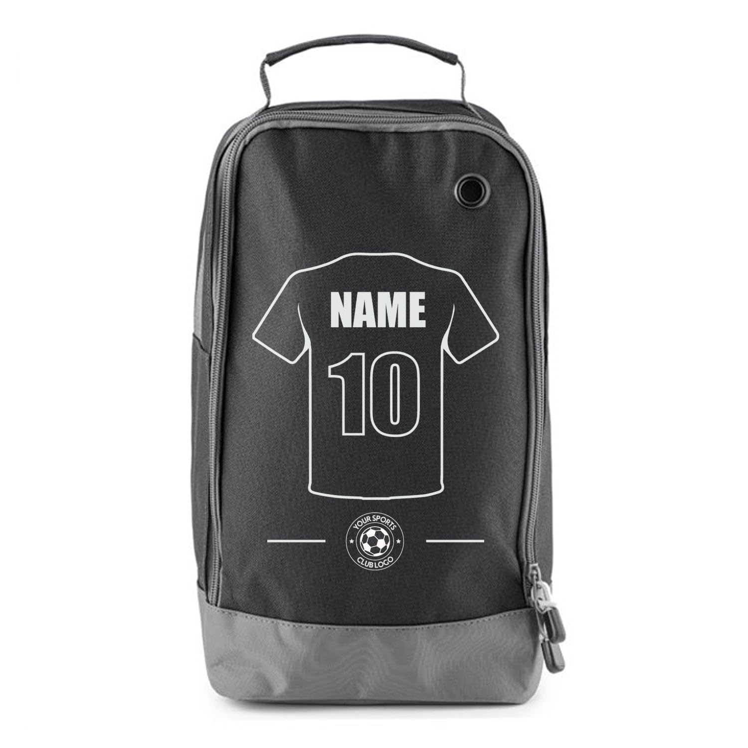 Football Boot Bags for Kids - Durable Personalised Sports Bag with Shirt Name & Number, Black