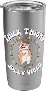 Thick Thighs Jolly Vibes Reindeer Corgi Holiday Light Wreath Stainless Steel Insulated Tumbler
