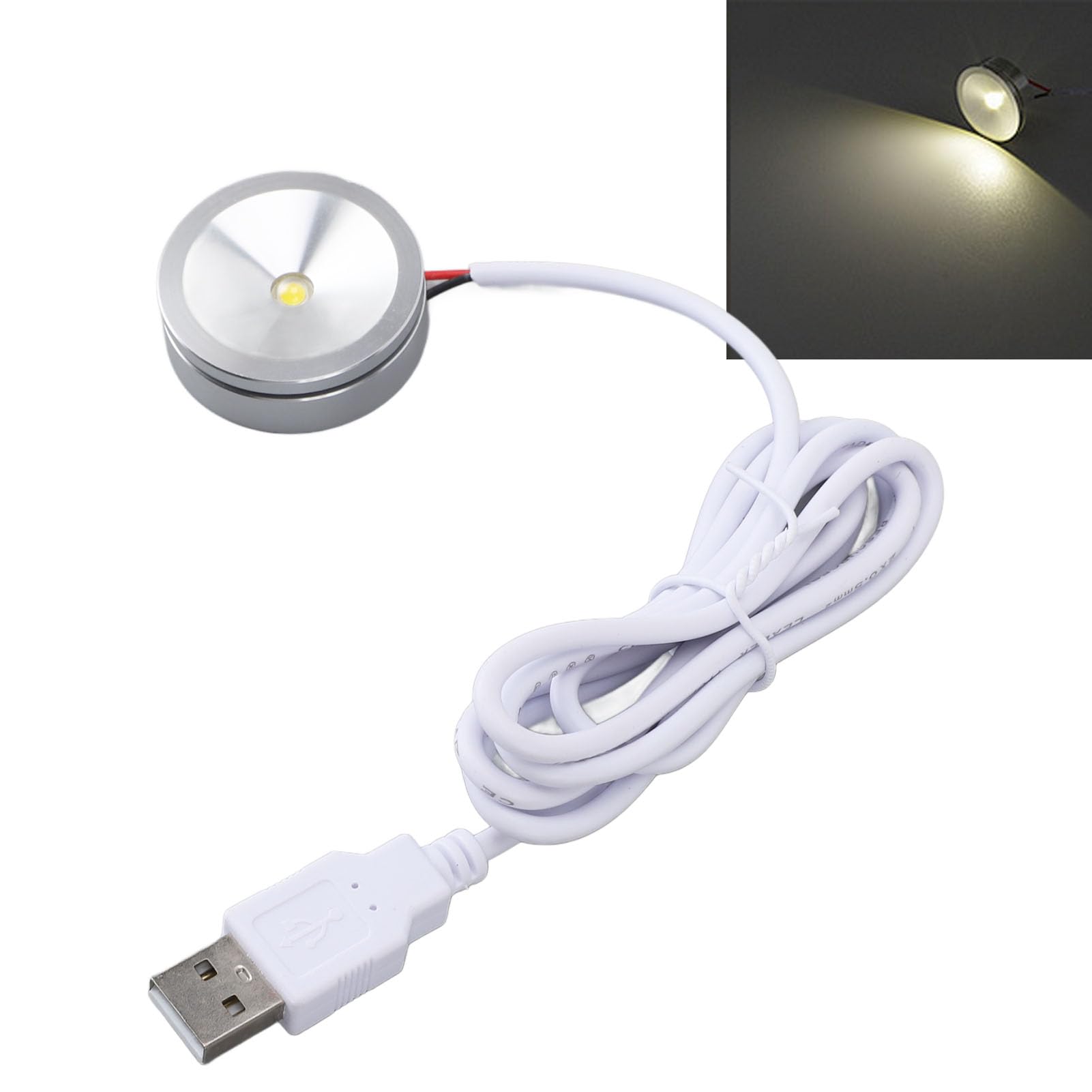 Asixxsix LED Spotlights Indoor, USB Plug in Picture Light with 4.2ft Cable, 1.4inch Round Art Lights Accent Lights for Display Artwork Painting Picture Plants Jewelry Showcase Display