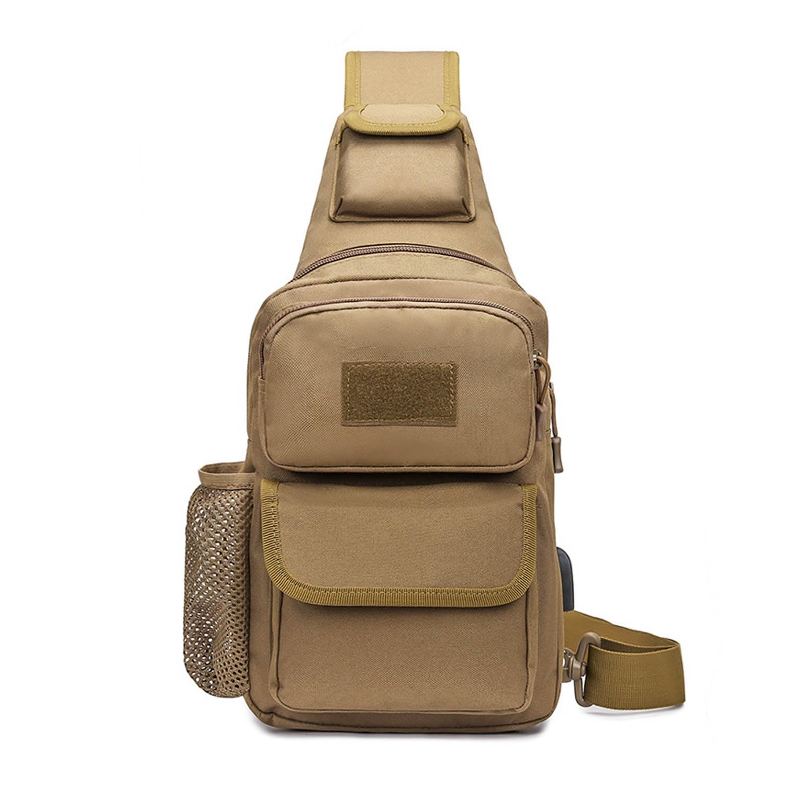FANDARE Sac à Dos Militaire Poitrine Tactique Homme Femme Randonnée avec USB et Bandoulière Sacoche d’Epaule pour Voyage, Sports, Travers, Cyclisme et Moto