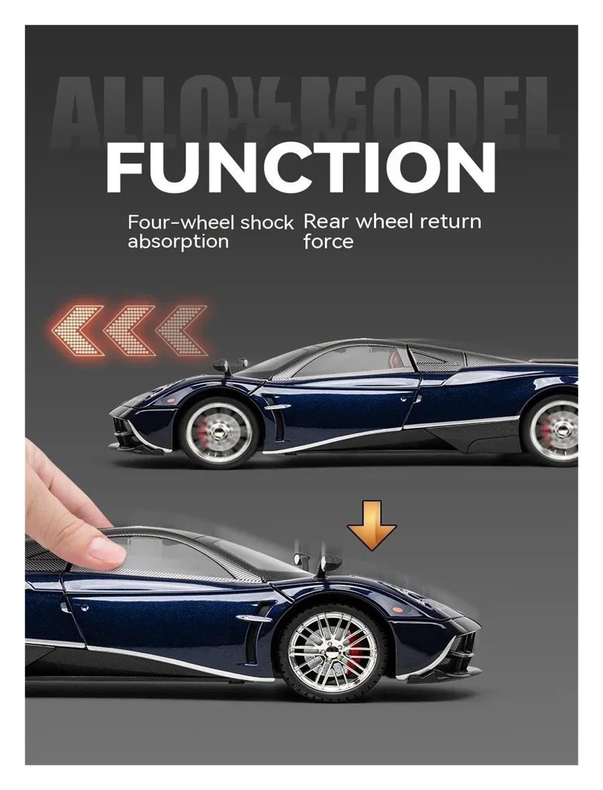 1:18 per Pagani per Huayra per il modello di auto da corsa in lega Dinastia | Il modello di auto pressofusa non include le batterie(White)