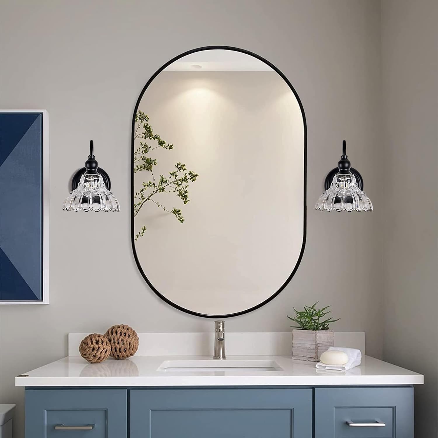 Modern Black Wall Sconce Mini Wall Light Made of Metal Body and Pressed Patterned Glass Retro Vanity Light for Bedroom, Bathroom, Doorway, Farmhouse