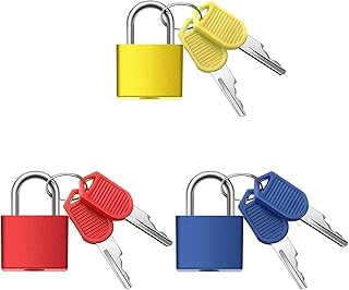 3 Pcs Mini Security Padlock with Key, Suitcase Locks, Small Multicolor Luggage Lock, Metal Keyed Padlocks，Schoolbag Locker Backpack Padlock, Applies to Computer Bags Toolbox for School Gym(Blue,Yellow,Red)