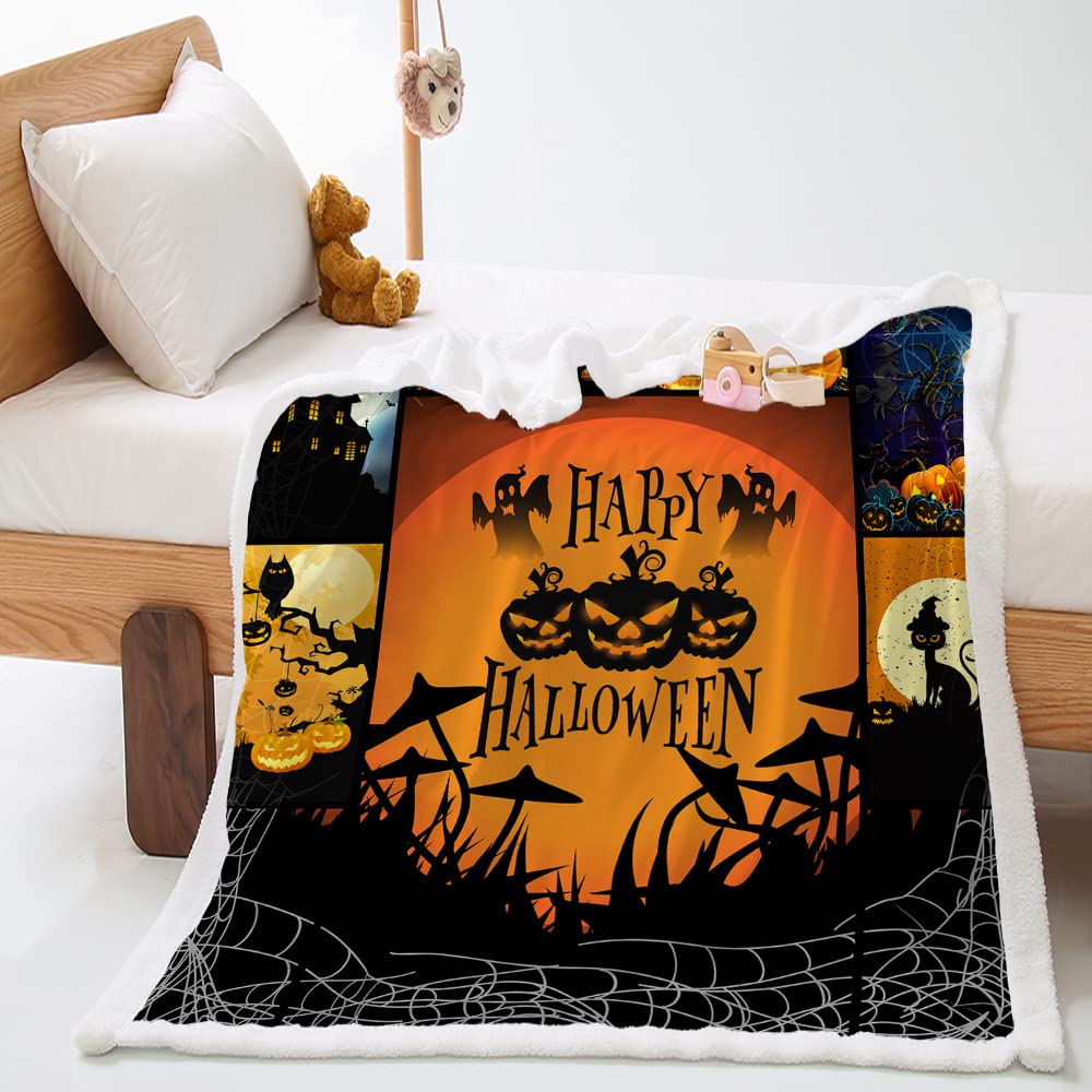 Highdi Coperta di Morbida Pile Stampata Zucca di Halloween 3D