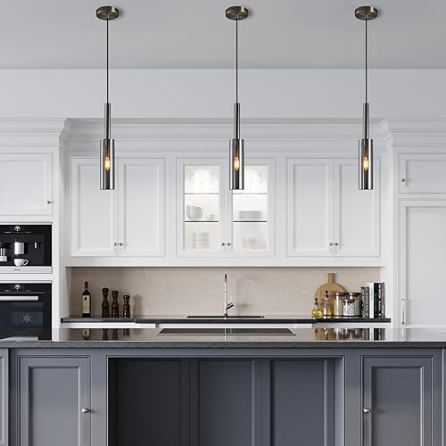 Miniatura 2 de Lámpara colgante de cristal, moderna lámpara de cocina, mini luces colgantes negras, iluminación colgante industrial para cocina, isla, comedor,