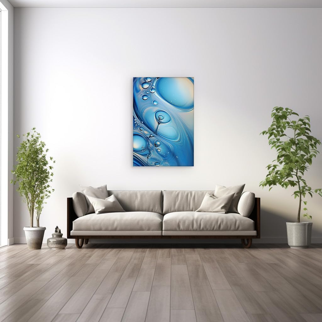 Canvas for Living room. Exploring the Mesmerizing Abstract World of Oil Bubbles in Water, 27 x 18 inch Canvas Wall Art - Ready to Hang