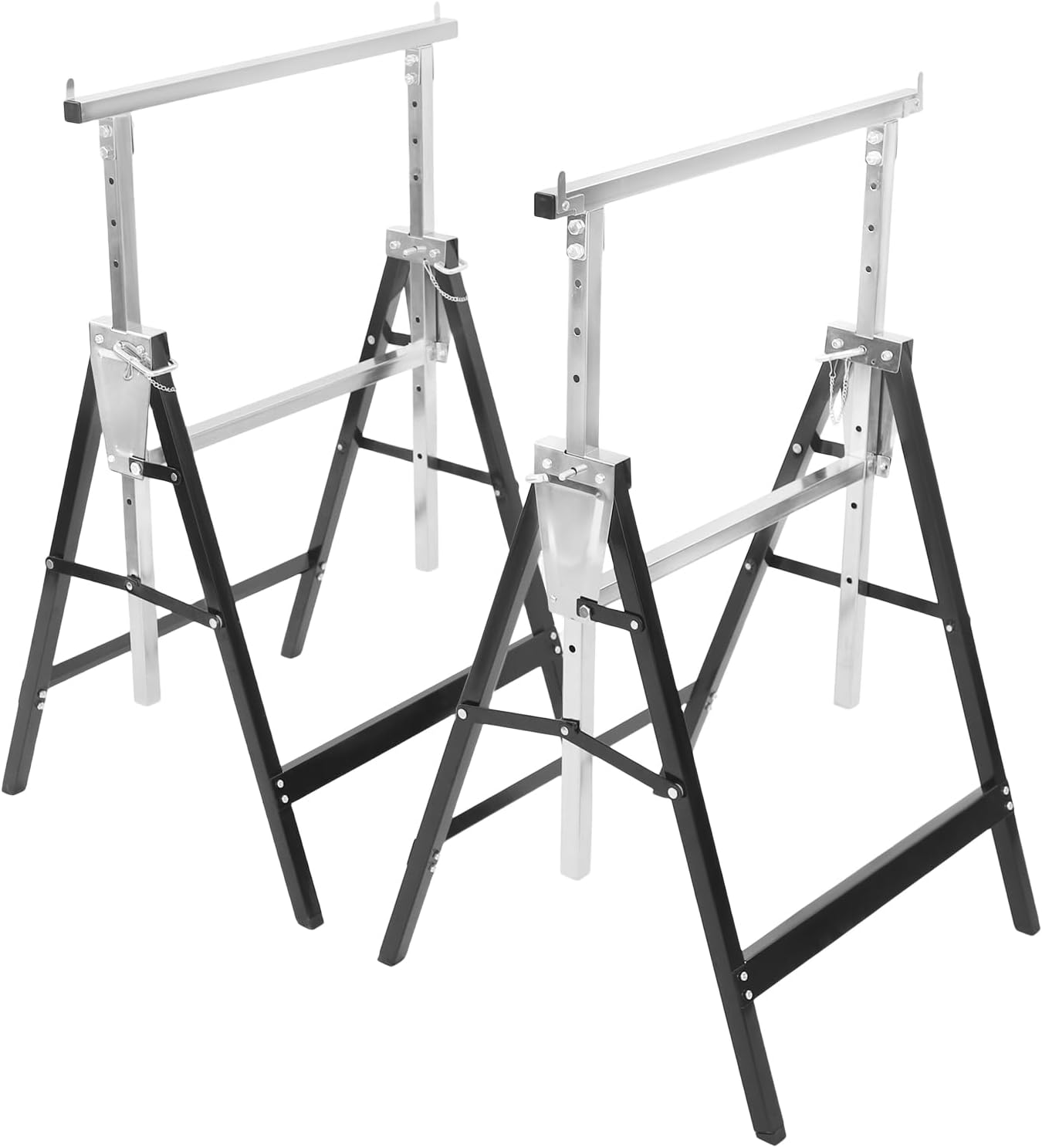 2-Pack Folding Saw Horses Height Adjustable 31-51in - Heavy Duty 220lb Capacity Each, Steel Construction for Woodworking, Construction & DIY Projects