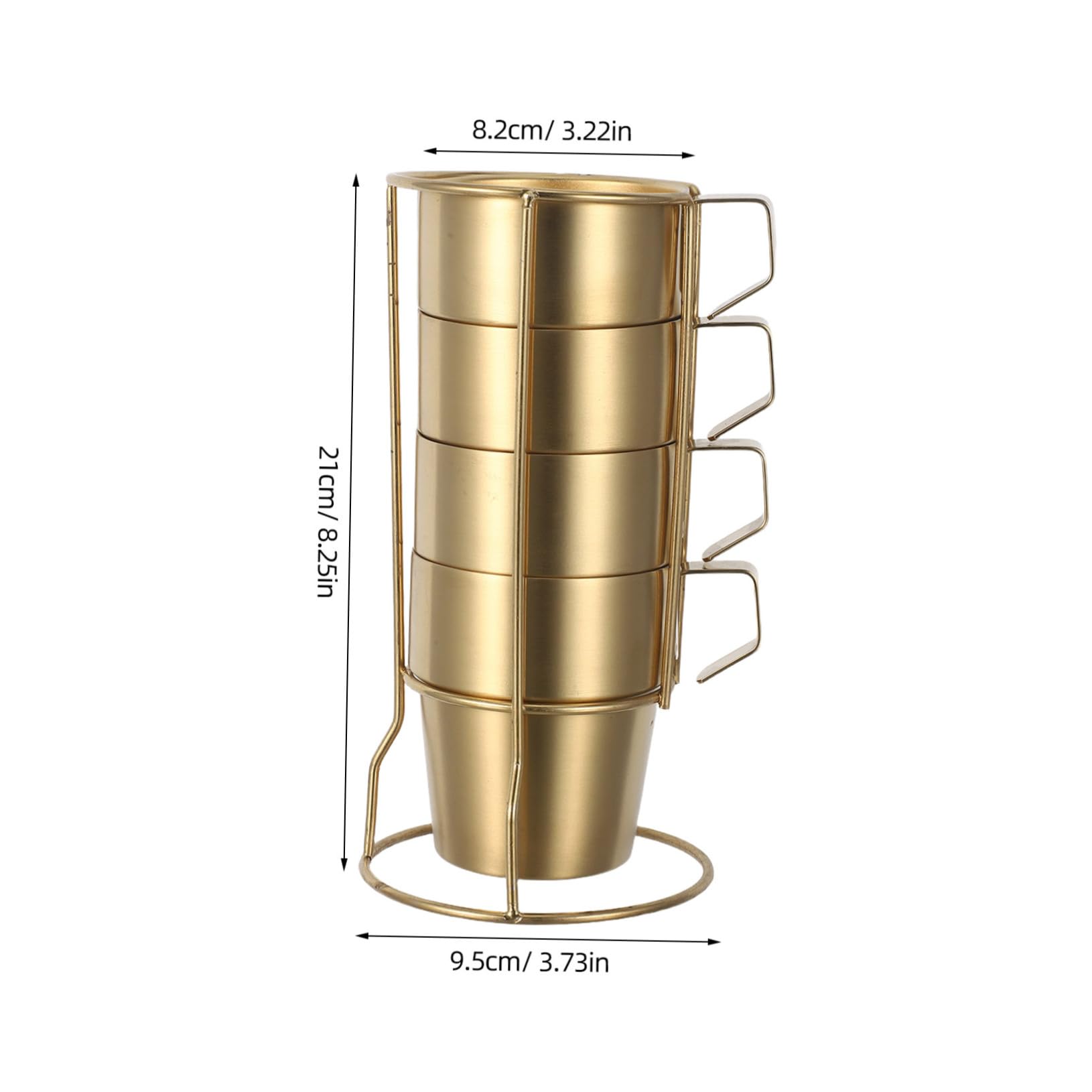 Tazas de Café de Acero Inoxidable Aisladas con Doble Pared y Asa de Tazas Apilables con Soporte Dorado Resistentes y Ergonómicas para Camping y Bebidas Calientes