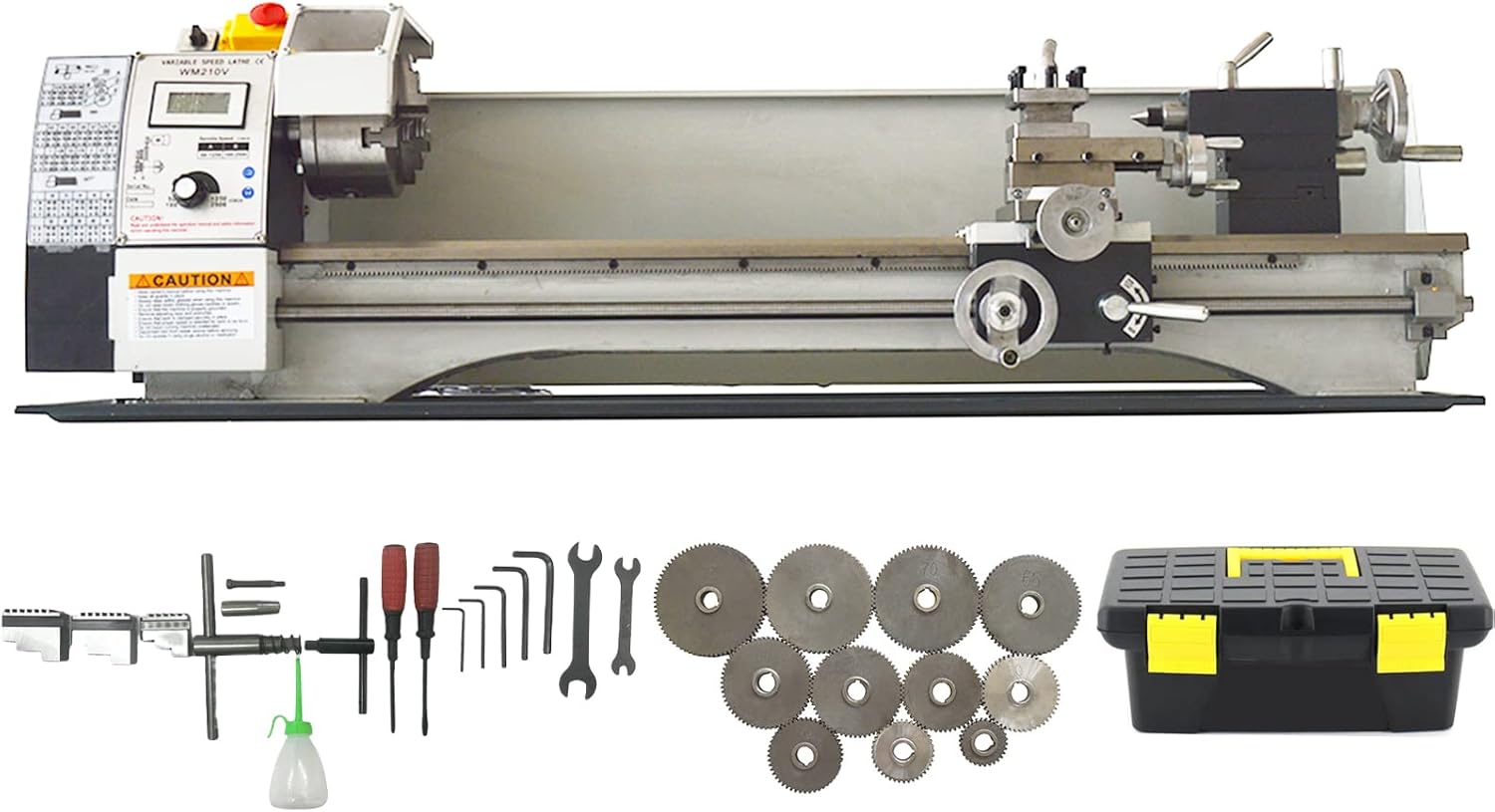 INTSUPERMAI Metal Lathe 8" x 31" Mini Metal Drilling Machine Precision Bench Lathe Metric Thread 900W Variable Speed