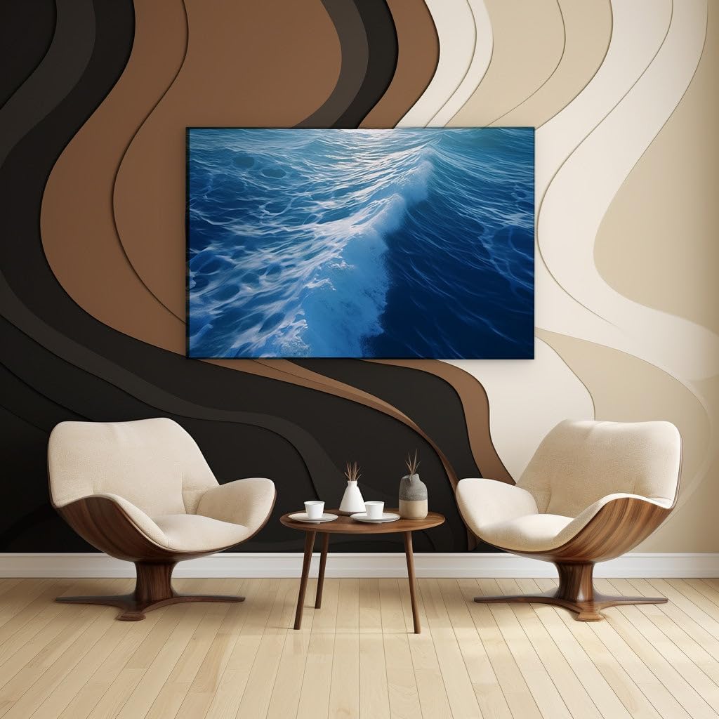 Canvas for Living room. Breaking Wave Majesty: Sunlit Crest Meets Deep Blue Sea, 27 x 18 inch Canvas Wall Art - Contemporary Masterpieces - Modern Home Decor - 69x46 cm (27x18 inch)
