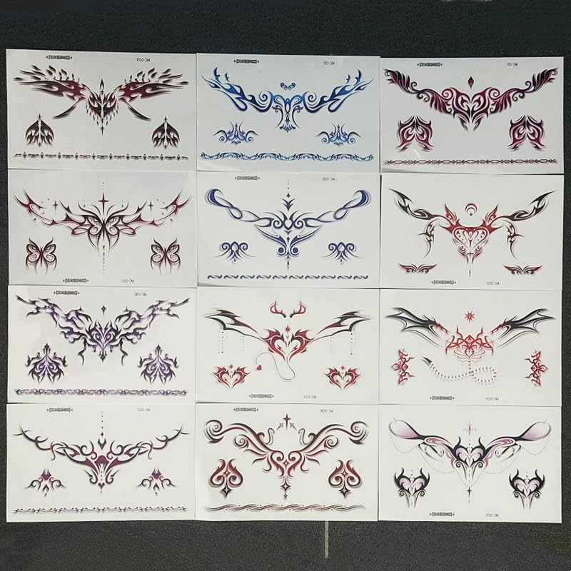 30 Sheet Temporary Tattoos Adult 2000s Girly Fake Tattoos Stickers Women Realistic Waterproof Tramp Stamp Temporary Tattoo for Bachelorette Birthday Favors Halloween Party Accessory image 5