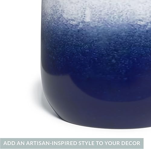 Miniatura 8 de Juego de 4 tazas de café grandes de cerámica de 16 onzas, juego de tazas de café de cerámica, 5.25 x 3.75 pulgadas, azul/marfil