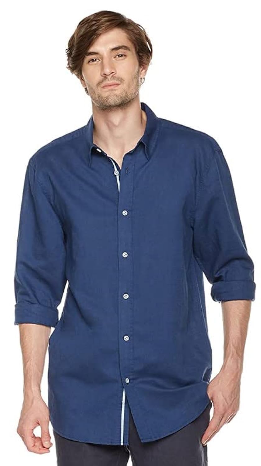 GenericMen's Linen Shirt Long Sleeve Tops Regular Fit Linen Cotton Blend Casual Shirt Comfortable Summer Shirt