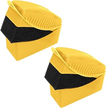 2Pcs Tire Dressing Applicators, Yellow, Curved