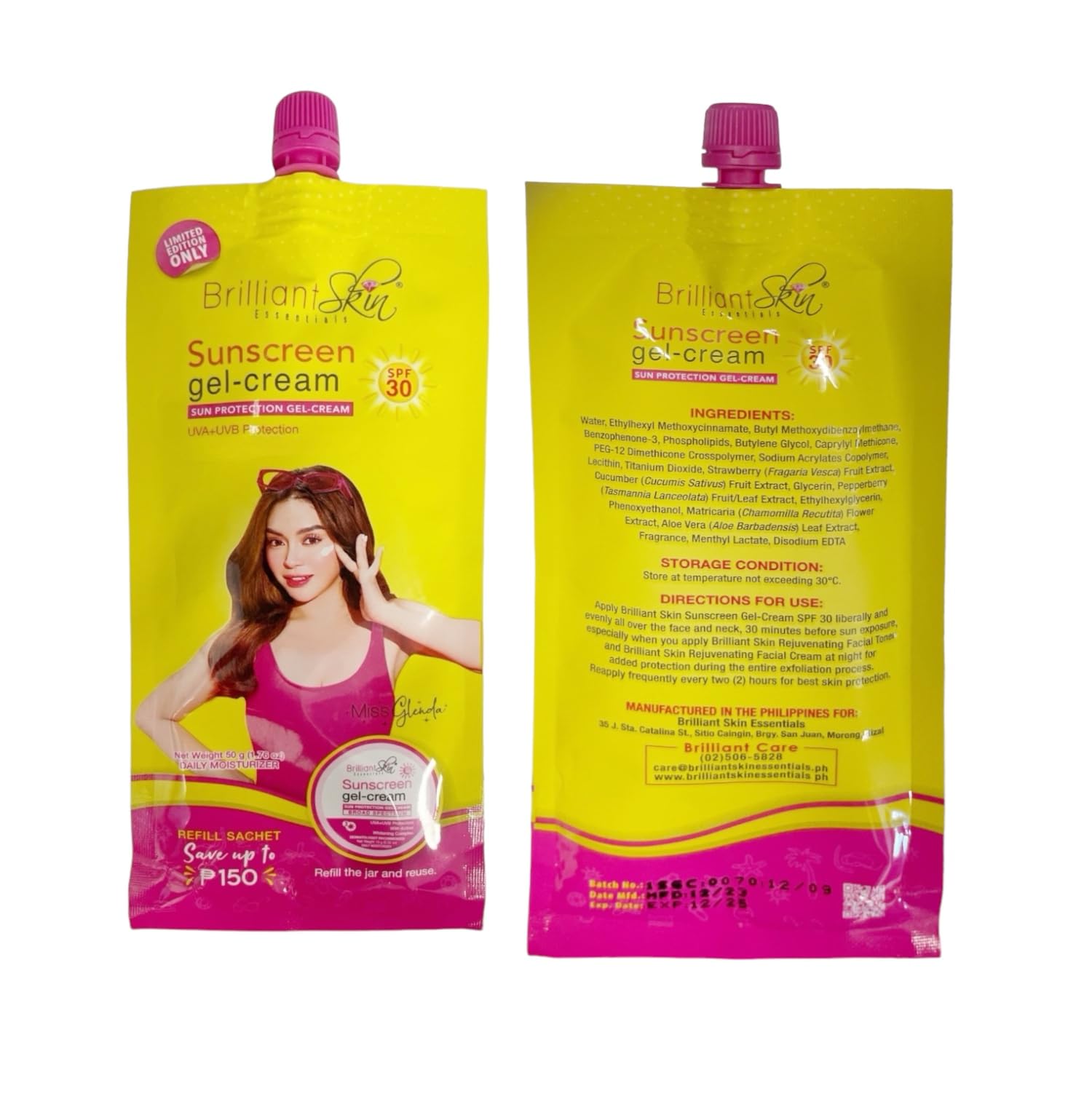 Amazon.com: Generic 2 Sachets Brilliant Skin Essentials Sunscreen