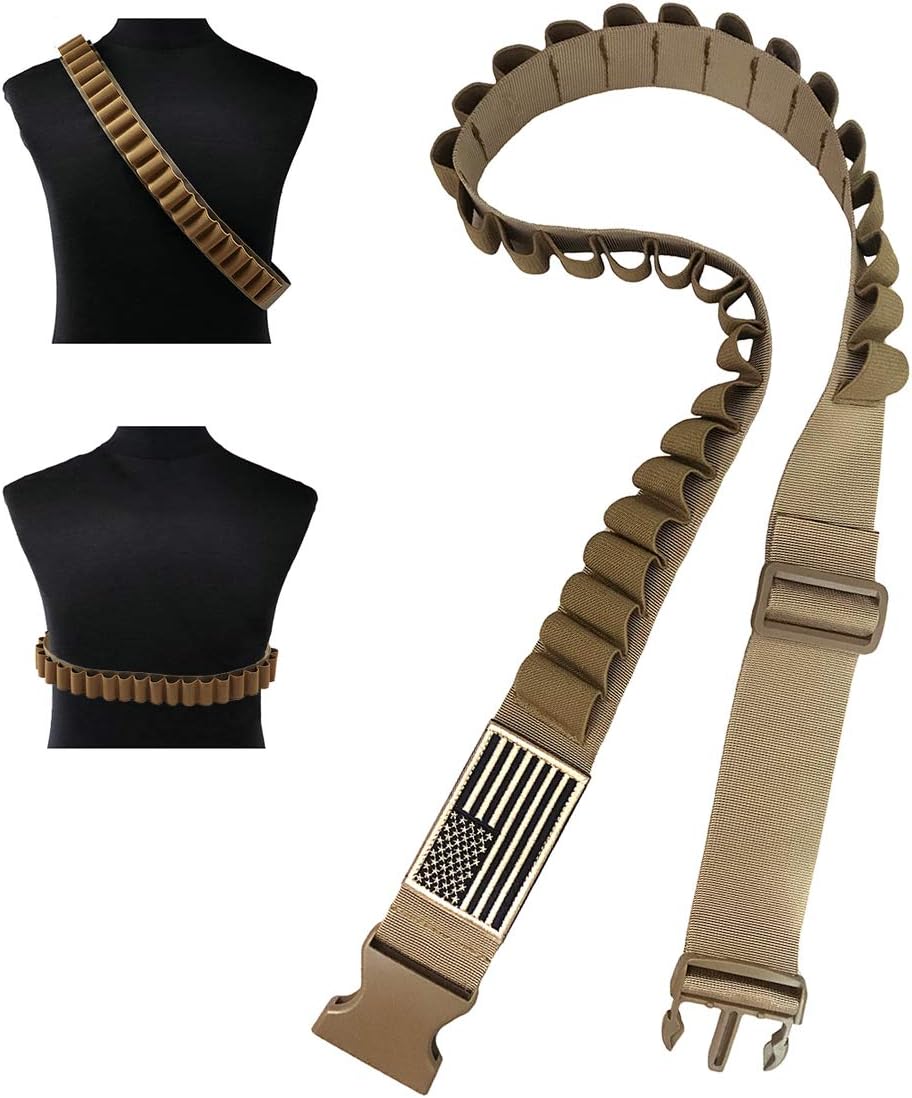 Shotgun Shell Bullet Bandolier Belt (Khaki)