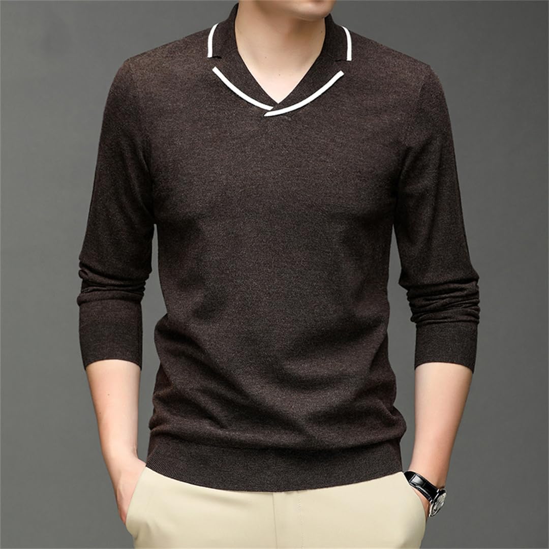 Maglione Casual da Uomo Autunno Inverno Tinta Unita Slim Fit Pullover Maglioni
