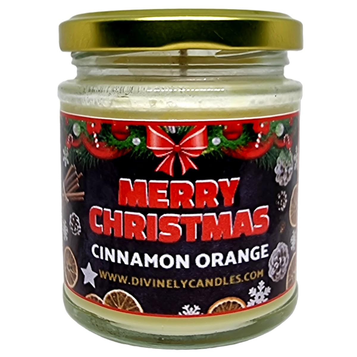 Divinely Candles® Cinnamon Orange Christmas Candle Soy Coconut Wax Candle Eco Friendly 40 Hours Burning Candle Jar Hand-Poured Long Lasting Candle Non-Toxic Long Burning Time Candle